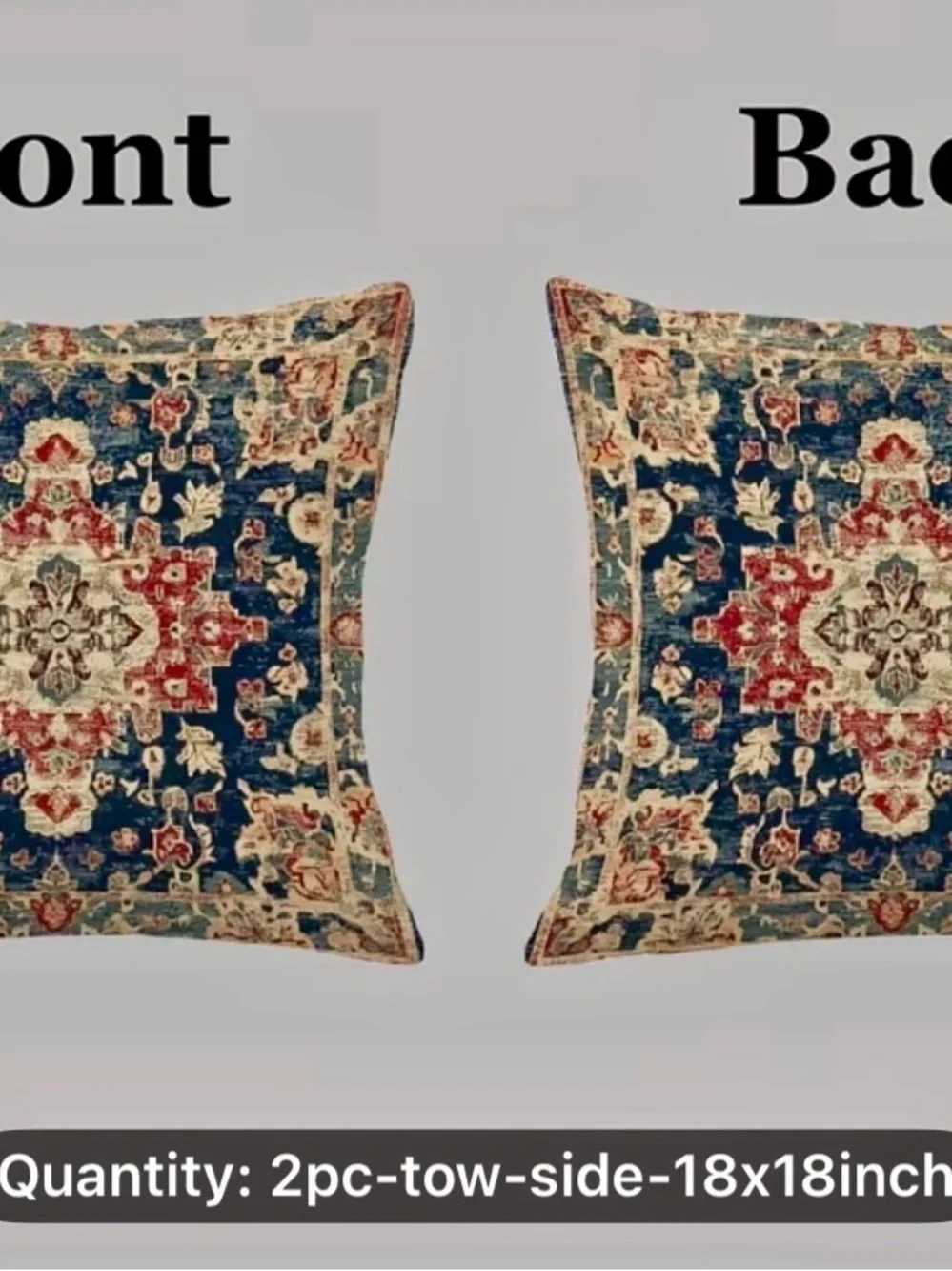 A PAIR OF Kilim PRINTED DESIGNED OF Blue and Red Medallion Pillow Cover -